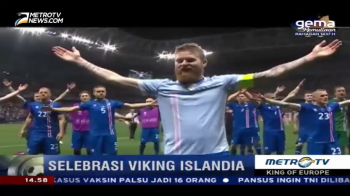Selebrasi ala Viking Timnas Islandia