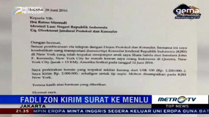 Fadli Zon akan Kembalikan Biaya Transportasi Anaknya di New York