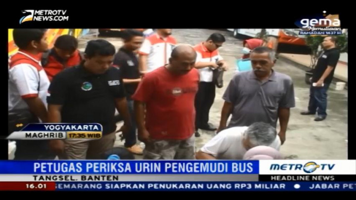 Petugas Gabungan Gelar Tes Urine Pengemudi Bus di Bogor dan Tangsel