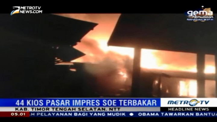44 Kios Pasar di Timor Tengah Selatan Ludes Terbakar