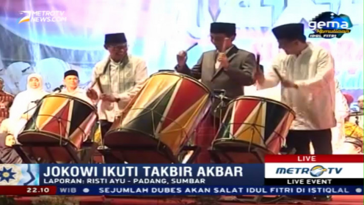 Jokowi Ikuti Takbir Akbar di Padang