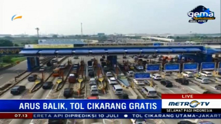 Arus Balik, Tol Cikarang Gratis Jika Macet 3 Km