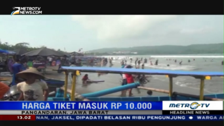 Hari Kedua Lebaran, Pantai Pangandaran Dipadati Pengunjung