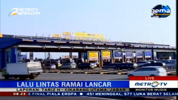 Lalin di Gerbang Tol Cikarang Utama Ramai Lancar