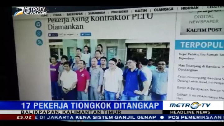 17 Pekerja Asing Asal Tiongkok Ditangkap