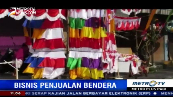 Penjual Bendera Merah Putih di Yogyakarta Mulai Menjamur