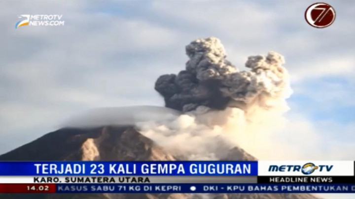 Terjadi 23 Gempa Guguran Pascaerupsi Sinabung