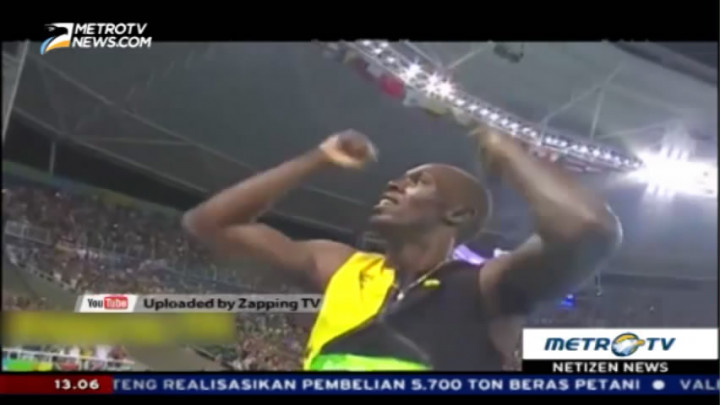 Aksi Usain Bolt Saat Raih Emas Olimpiade Rio