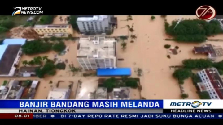 Sejumlah Titik di Hainan Tergenang Banjir Pascabencana Topan Dianmu