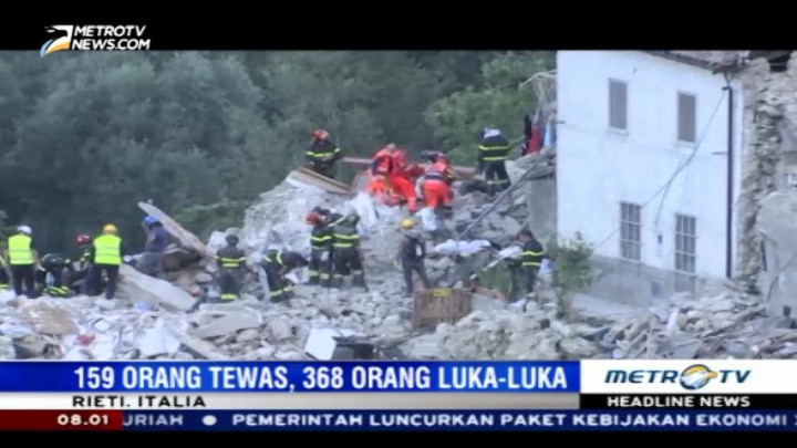 Jumlah Korban Tewas Gempa Italia Menjadi 159 Orang