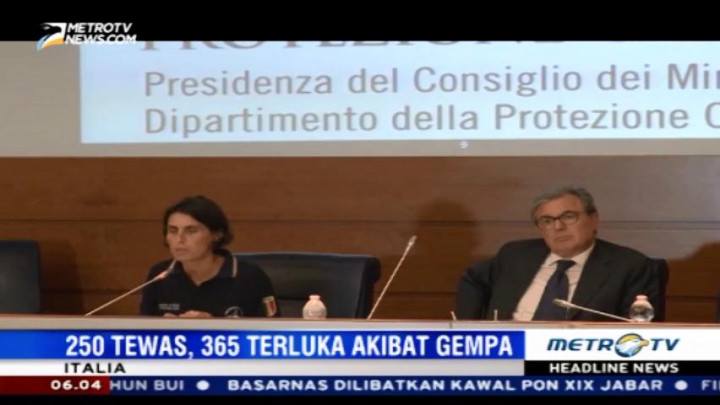 Korban Tewas Gempa Italia Mencapai 250 Orang