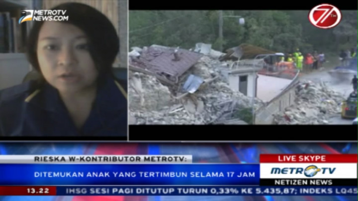 Bocah 8 Tahun Selamat Setelah 17 Jam Tertimbun Runtuhan Gempa Italia