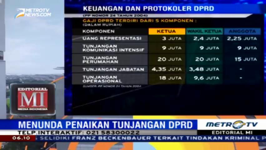Menunda Penaikan Tunjangan DPRD