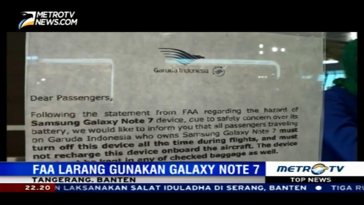 Garuda Indonesia Larang Penumpang Operasikan Galaxy Note 7
