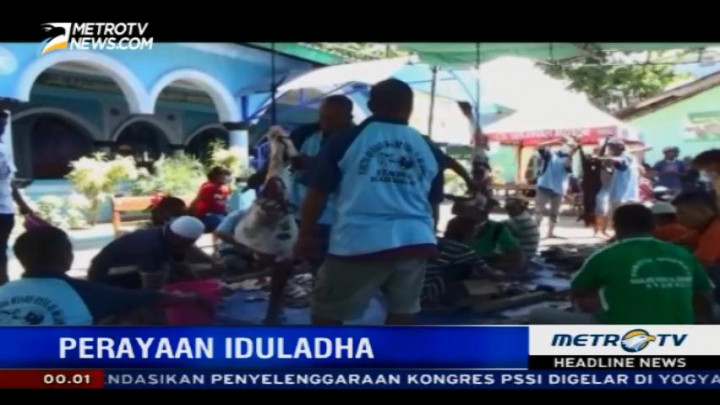 Warga Muslim di Perbatasan Indonesia-Timor Leste Sembelih 88 Ekor Sapi