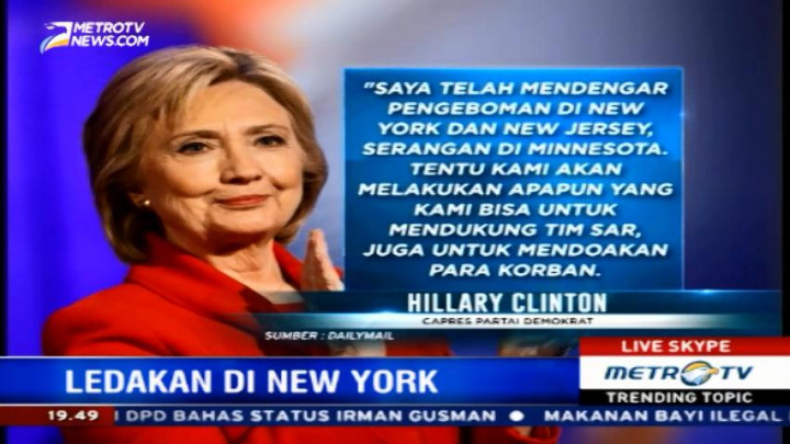 Tanggapan Hillary dan Trump Soal Ledakan New York