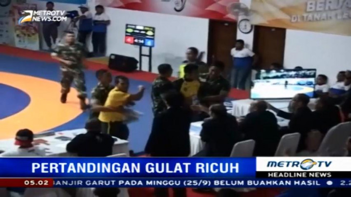 Kericuhan Warnai Pertandingan Final Gulat Putra