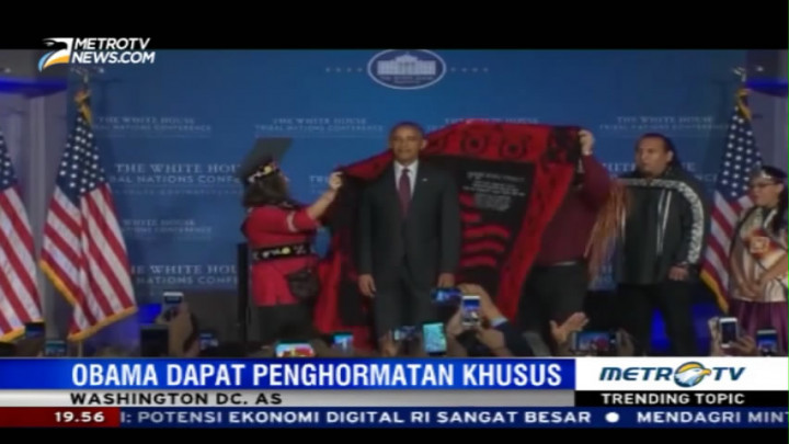 Obama Mendapat Penghargaan dari Suku Asli Amerika