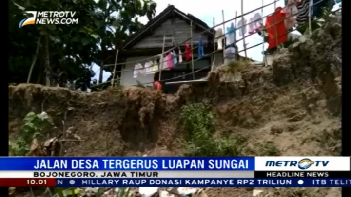 Puluhan Rumah di Bantaran Bengawan Solo Terancam Ambruk