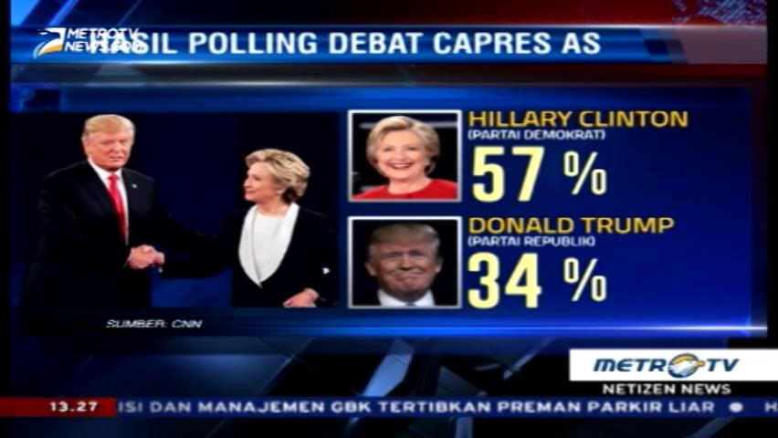 Hasil Polling Sementara Debat Capres AS Kedua, Hillary Unggul