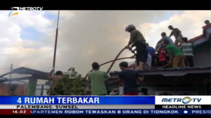 Diduga Akibat Gas Meledak, Empat Rumah di Palembang Terbakar