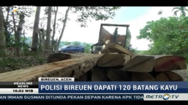 Polres Bireuen Sita 50 Ton Kayu Balok Ilegal