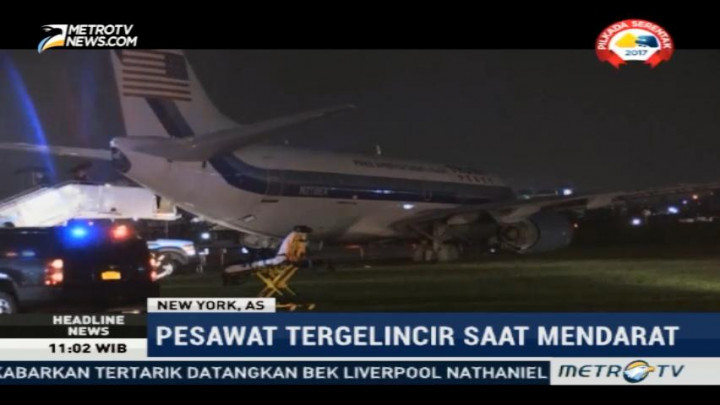 Pesawat Cawapres AS Tergelincir di New York