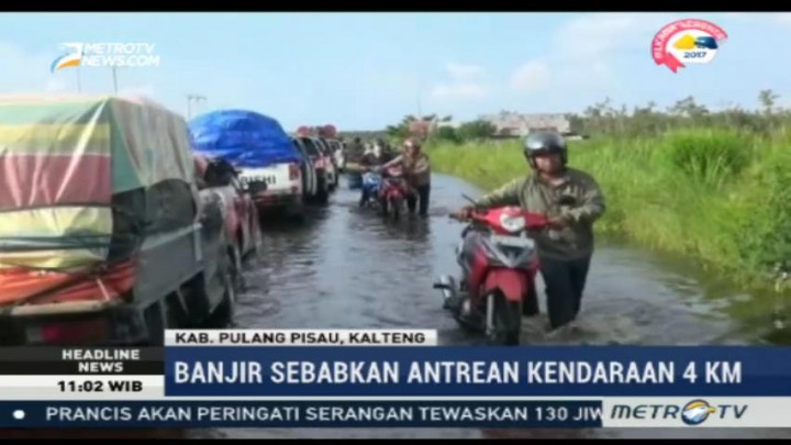 Banjir di Jalur Trans Kalimantan, Macet Hingga 4 KM