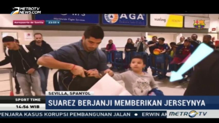 Suarez Penuhi Janji pada Fan Cilik