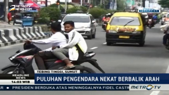 Hindari Razia, Puluhan Pengendara Sepeda Motor Nekad Lawan Arus Lalin