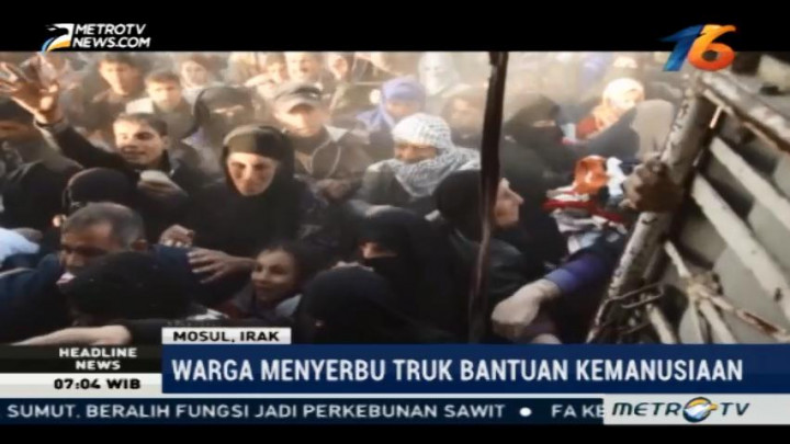 Warga Mosul Serbu Truk Bantuan Kemanusiaan