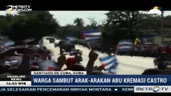 Warga Santiago De Cuba Sambut Arak-arakan Abu Kremasi Fidel Castro