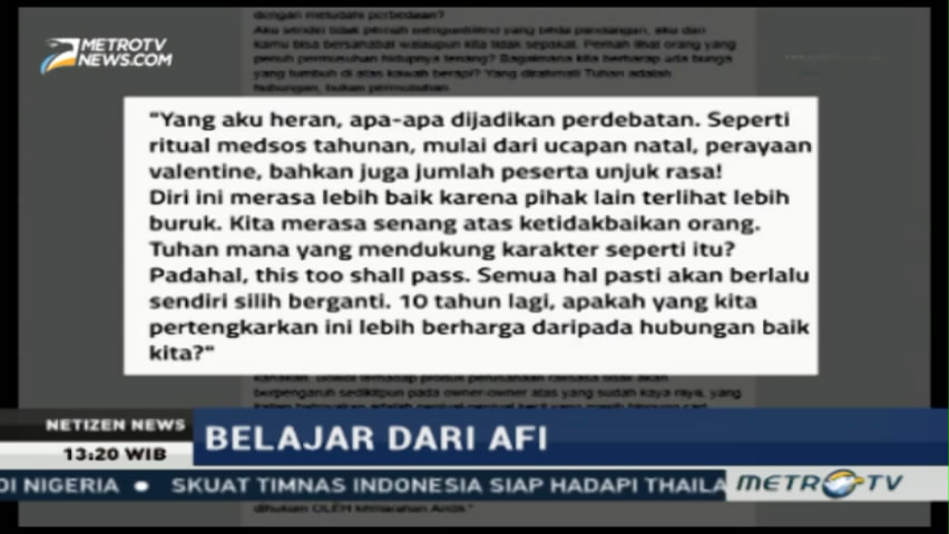 Belajar Tenggang Rasa dari Afi
