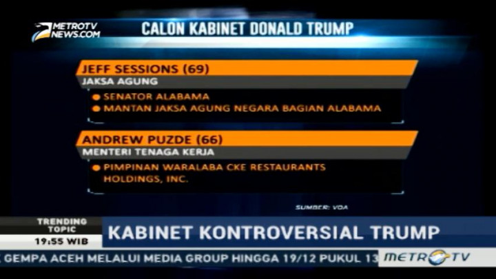 Calon Pejabat Kabinet Donald Trump yang Kontroversial