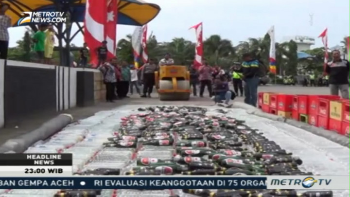 Polres Lamongan Musnahkan Ribuan Botol Miras