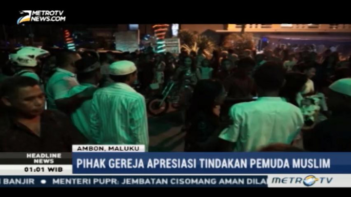 Pemuda Muslim di Ambon Jaga Sejumlah Gereja Saat Malam Natal