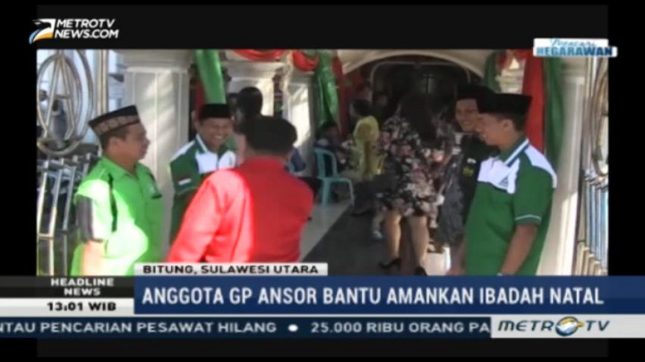 Anggota GP Ansor Bitung Bantu Amankan Ibadah Natal