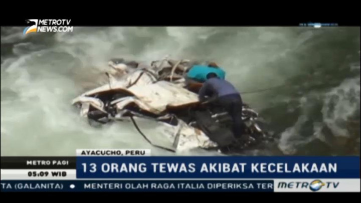 Truk Terjun ke Sungai di Peru, 13 Orang Tewas