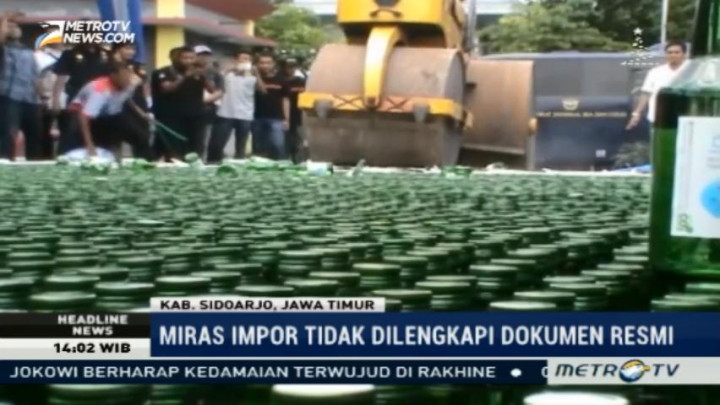 Bea Cukai Jatim Musnahkan 14 Ribu Botol Miras asal Korsel