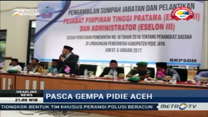 Pelantikan Pejabat Pidie Jaya Digelar di Lobby Kantor Bupati