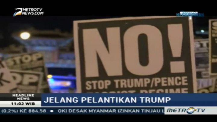 Jelang Inaugurasi, Ratusan Warga AS Berunjuk Rasa Menolak Trump