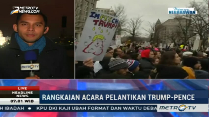 Unjuk Rasa Tolak Pelantikan Trump, Dua Polisi Terluka