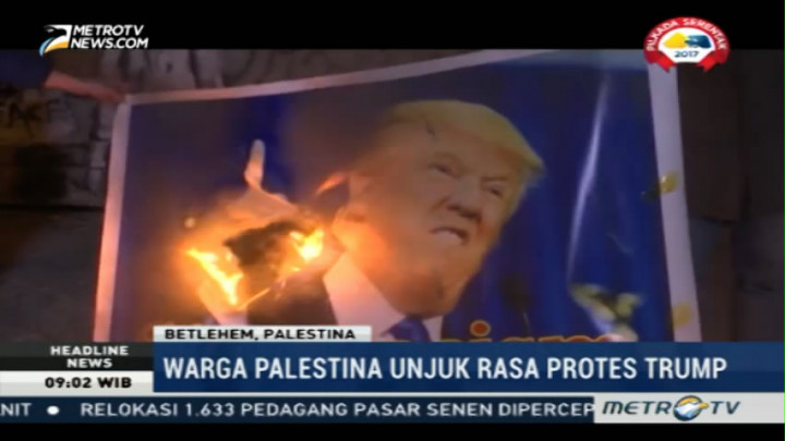 Warga Palestina Unjuk Rasa Tolak Pelantikan Trump