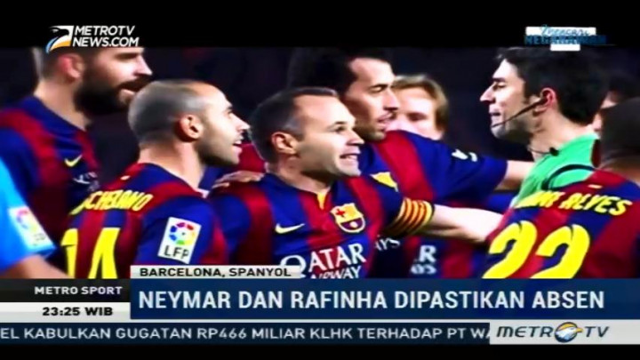 Neymar dan Rafinha Dipastikan Absen di Leg Kedua