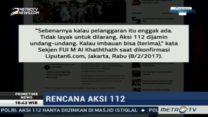 FUI Tegaskan Aksi 112 akan Tetap Berlangsung