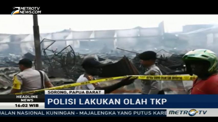 Polisi Gelar Olah TKP di Lokasi Kebakaran Pasar Sentral Remu Sorong