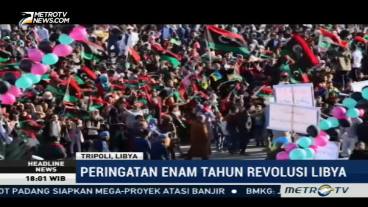 Ribuan Warga Peringati Enam Tahun Revolusi Libya