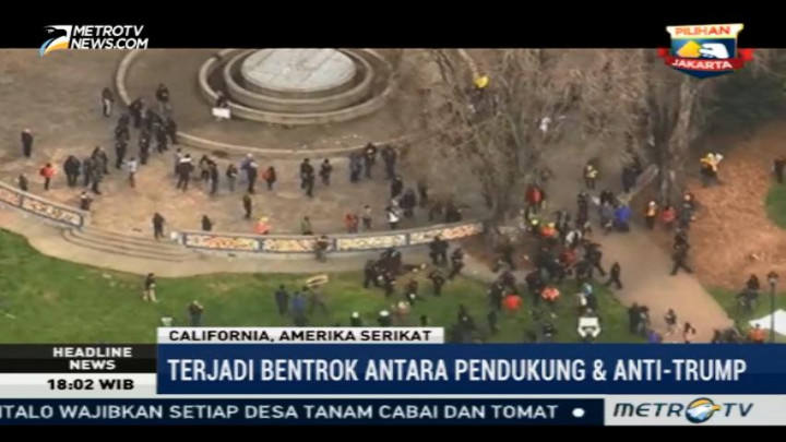 Massa Pro dan Anti-Trump Terlibat Bentrok di California
