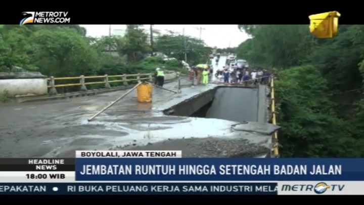 Jembatan Kali Grawah Penghubung Boyolali-Magelang Ambrol