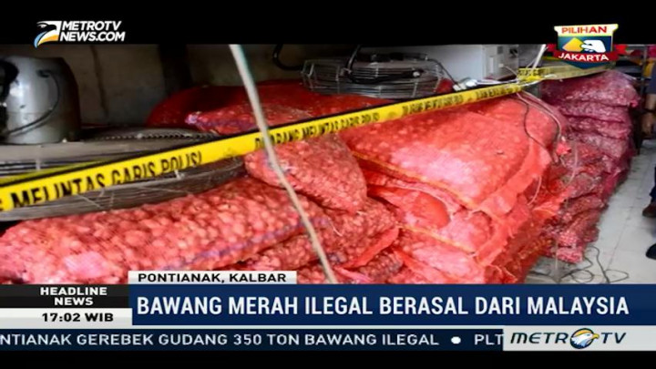 Polisi Amankan 350 Ton Bawang Merah Ilegal di Pontianak